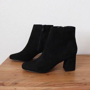 Faux-suede square toe Chelsea boots